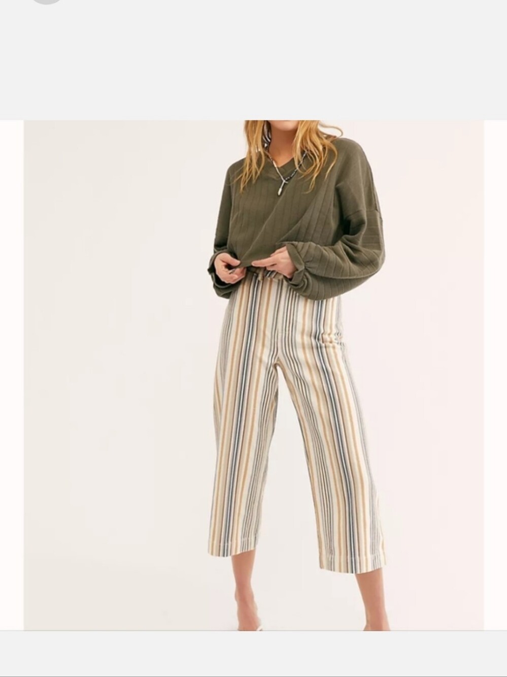 Free People We The Free Womens Pants Size 28 Vertical Striped High Waist Cotton